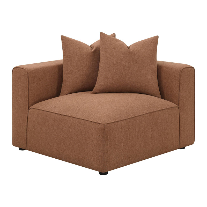 Chaise d'angle rembourrée, Tissu brun