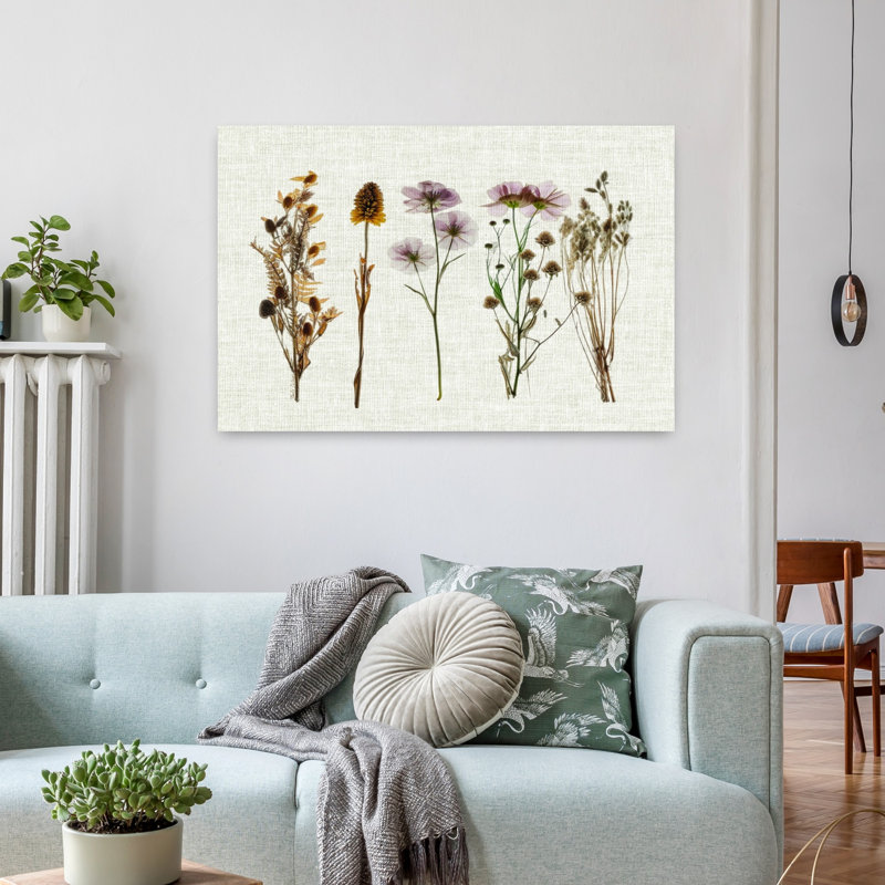 Fleurs pressées pour vous IV, art mural rustique rétro, architecture naturelle, H 24 po x l 36 po