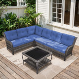 6 - Person Modular Patio Conversation Sets with Cushions