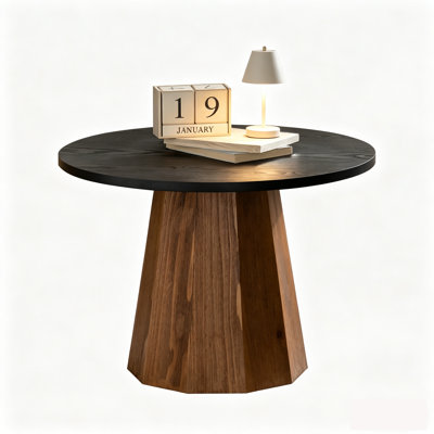 Mid Century Modern Round Coffee Table, Tree Design Circle Coffee Table for Living Room Office Apartment, Small Tea Tables with Pedestal, Easy Assembly