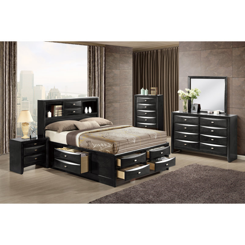 Ensemble de chambre configurable avec lit plateforme en bois massif Treadwell