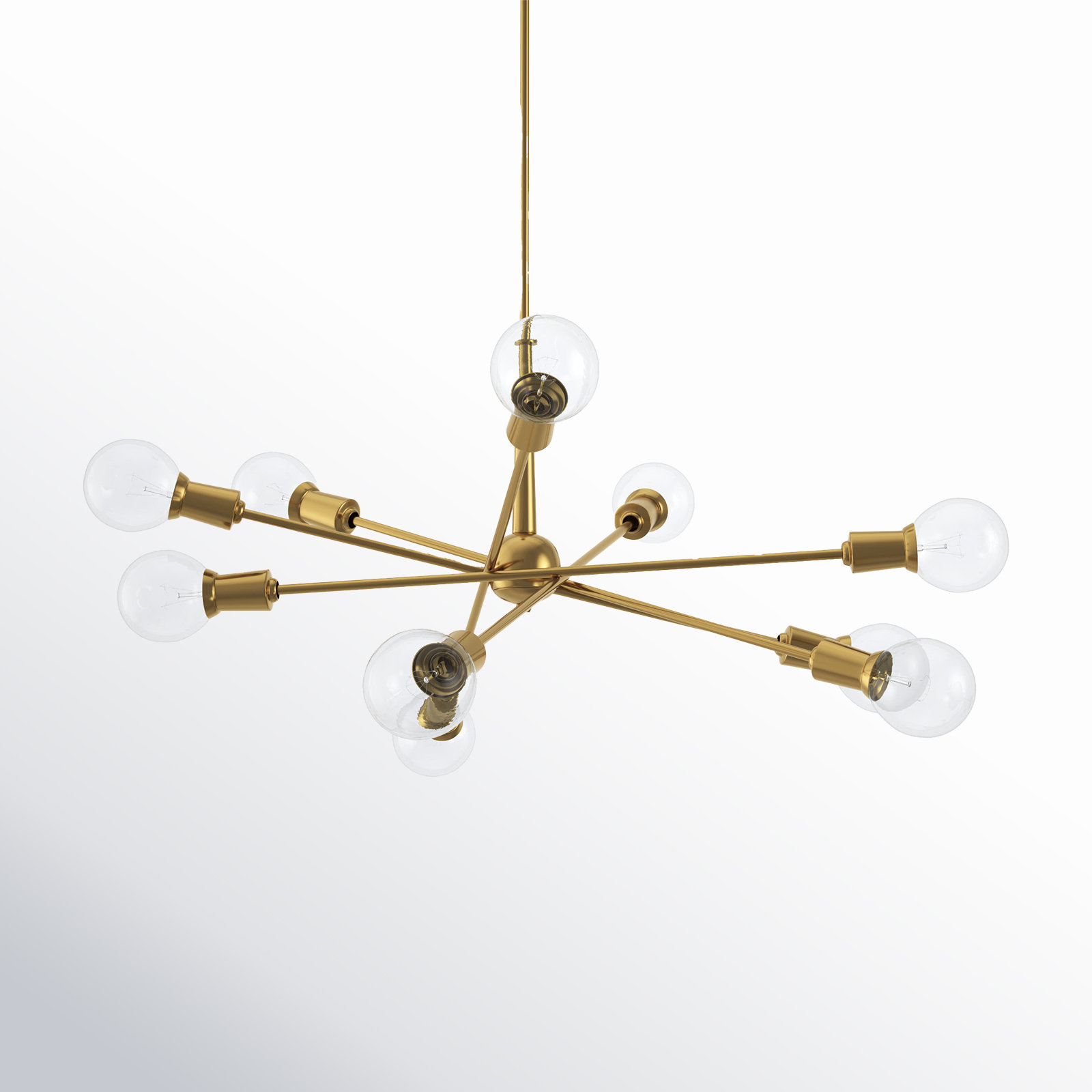 Kyla 10 - Light Dimmable Sputnik Chandelier, Natural Brass