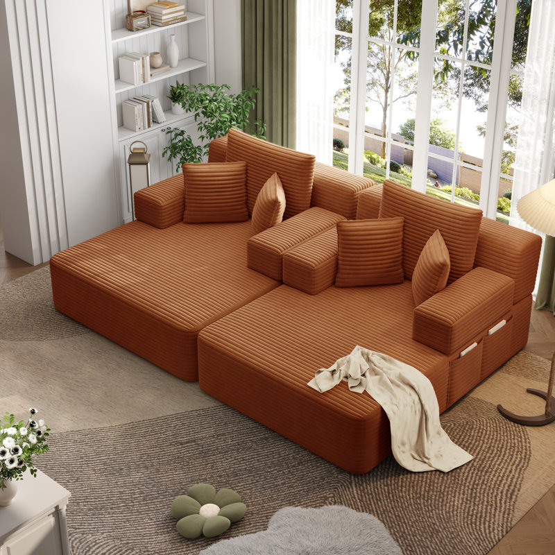 Méridiennes intérieures à compression avec rangement et canapé-lit moelleux moderne