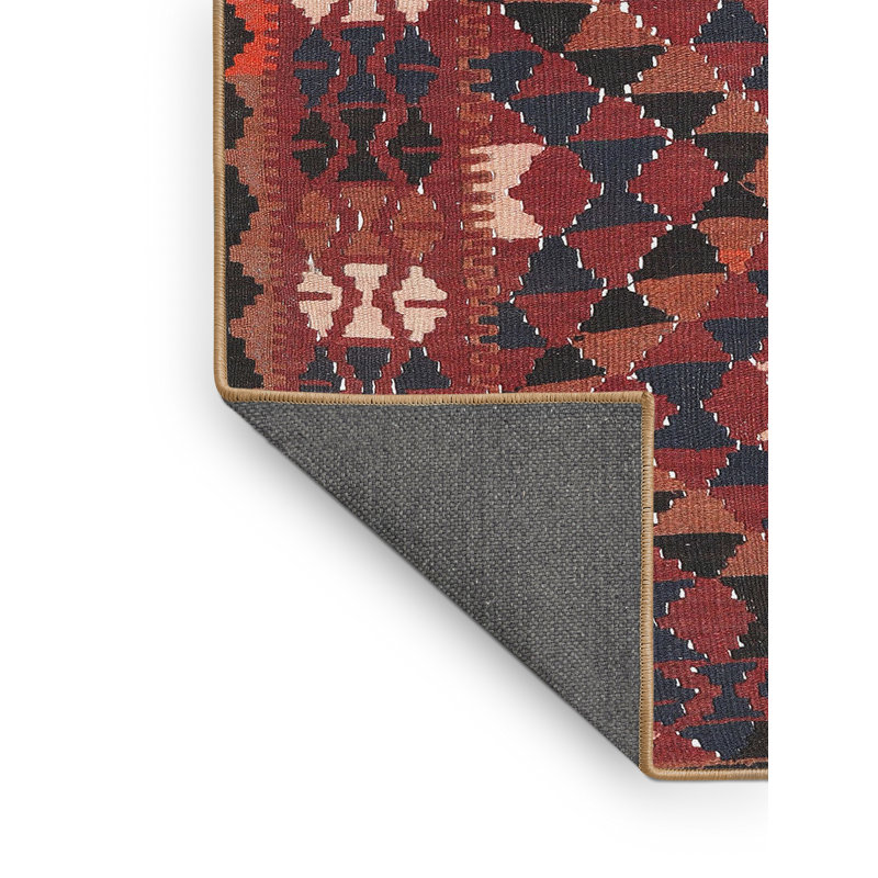 Tapis de zone rouge/noir contemporaine, Rectangle 2 pi x 3 pi