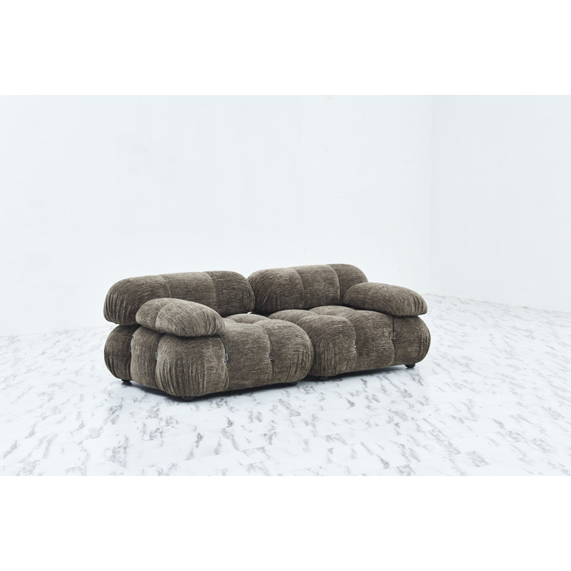 Leeven Upholstered 76'' Loveseat, Brown Chenille, 2