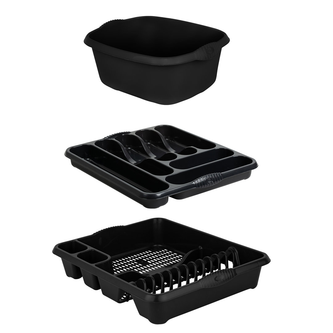 Wham 3 Piece Kitchen Set (38cm Rectangular Bowl, Large Cutlery Tray & Large Dish Drainer)