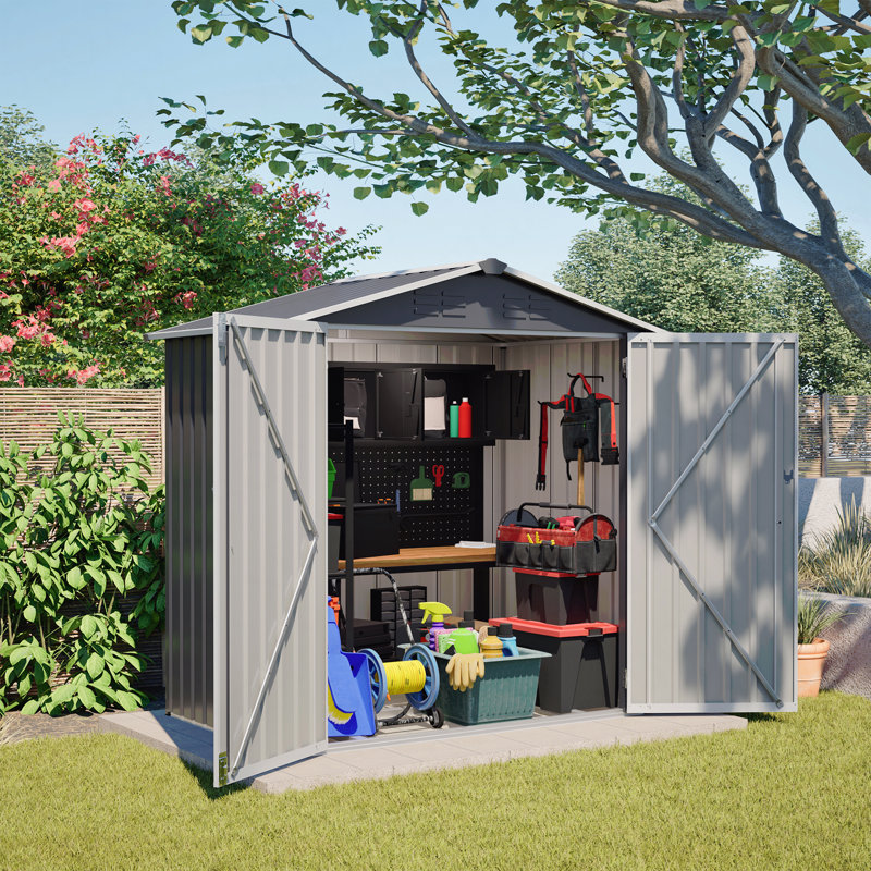 Metal Outdoor Storage Shed 6 X 4 FT Metal Shed With Lockable Door,Waterproof Garden Tool Shed Storage House
