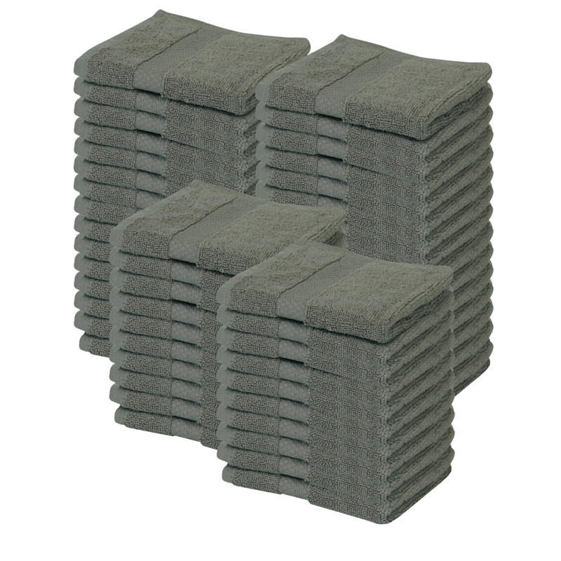 Splash 100% Cotton Zero Twist Washcloth Set, 550 GSM Soft Absorbent Cotton Washcloths & Face Towels for Bathroom, Spa & Daily Use, OEKO-TEX Certified, 50 Pack, Gray