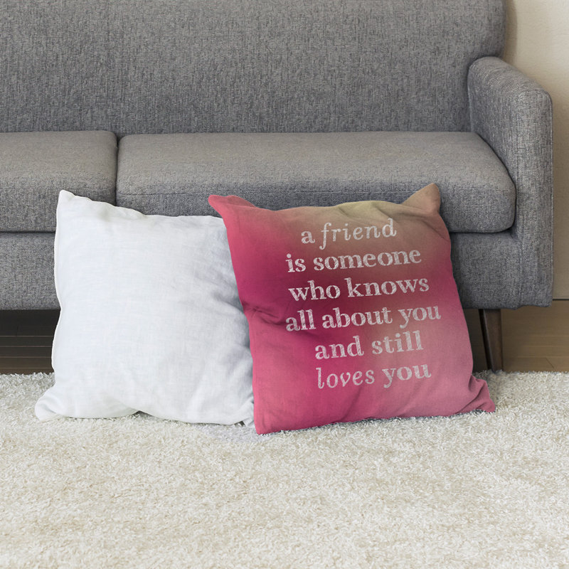 Coussin de sol Love & Friendship, Lueur rose, H 36 po x l 36 po