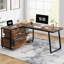 Bureau d'ordinateur en L réversible de 53 po avec 3 tiroirs et tablettes de rangement (sans la chaise)