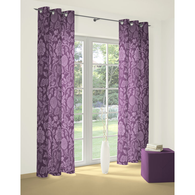 Loman Synthetic Eyelet Single Curtain Panel, opaque, Purple, 132cm Width x 145cm Drop