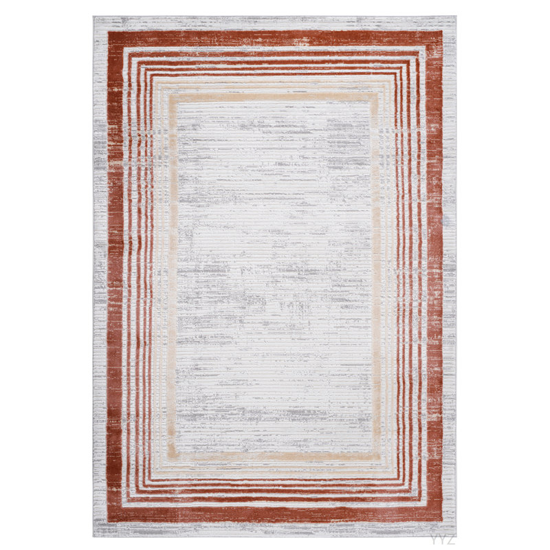 LOOM & LUXE Collection 5X7 Brown/Ivory/Bordered Non-Shedding Living Room Bedroom Dining Home Office Stylish And Stain Resistant Area Rug