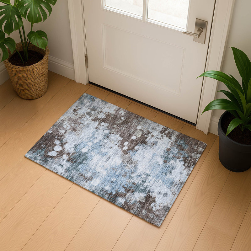 Premium Machine Washable Mouton Abstract Rug, Rectangle 1'8" x 2'6"