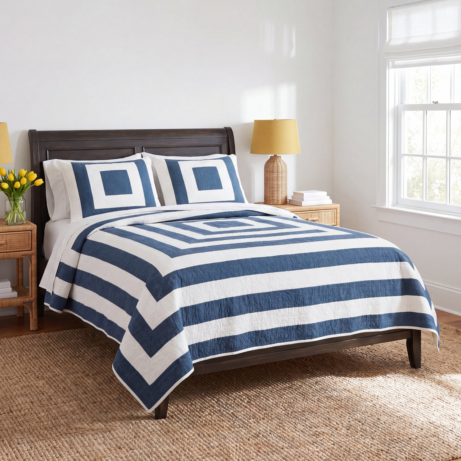 Birch Point Cotton Quilt Set, Navy, Twin/Twin XL Quilt