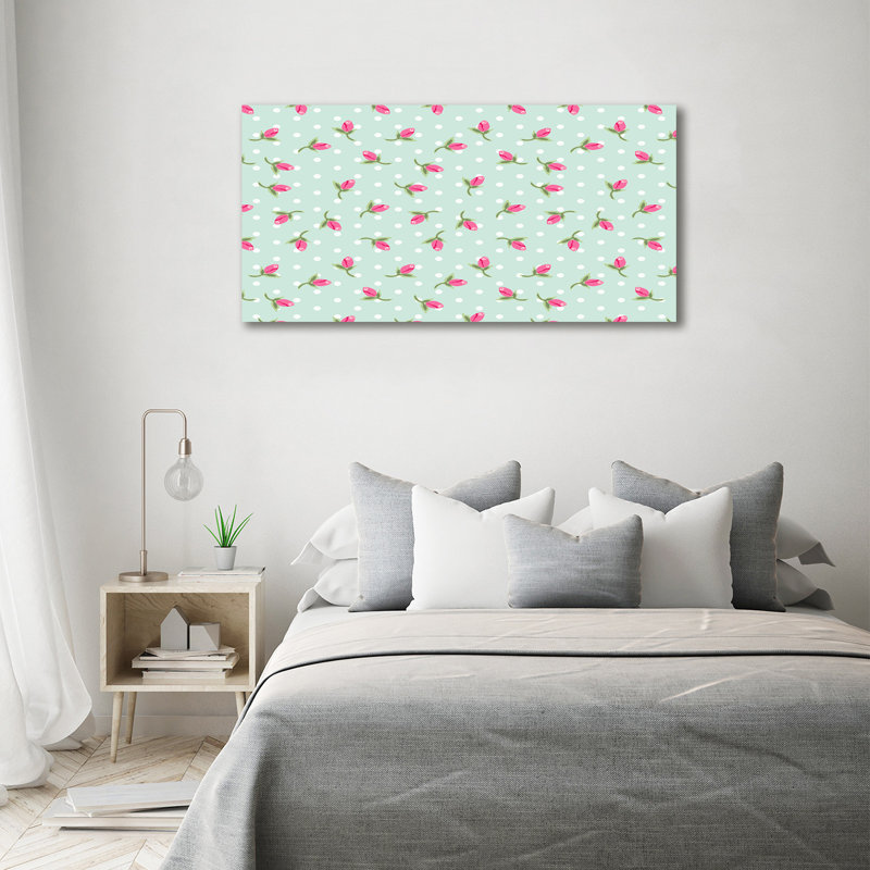Roses Pattern - No Frame Print on Glass, Canvas, 70cm H x 140cm W x 2cm D