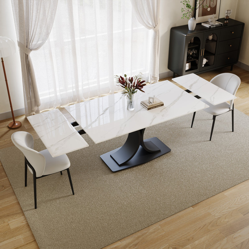 63"-94"modern Extendable Dining Table Set With 8 Dining Chairs