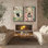 Art mural encadré, rétro, antique, classique pour chambre à coucher - 16 po x 24 po x 2 panneaux