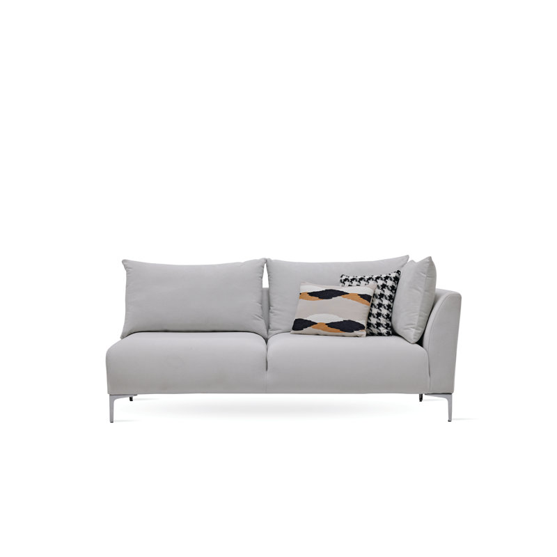 Canapé modulaire rembourré Dewit, Polyester blanc, Accoudoir à droite (vu de face)