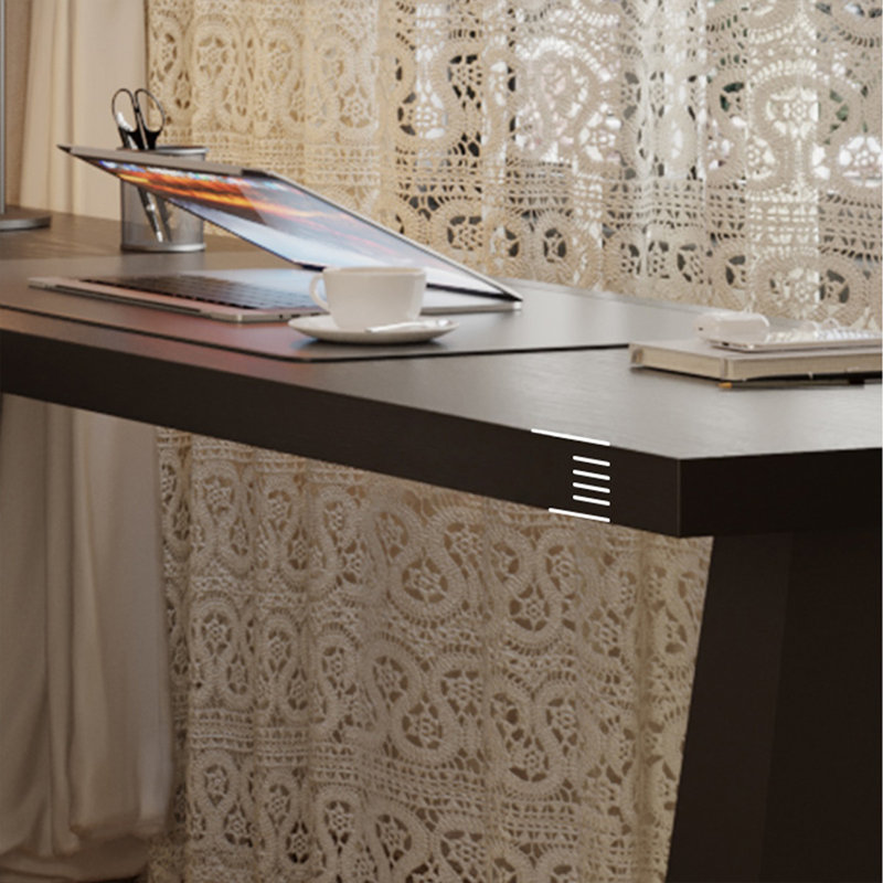 Bureau noir en bois massif en forme de L, 29.53" H x 62.99" W x 47.24" D, Retour à gauche