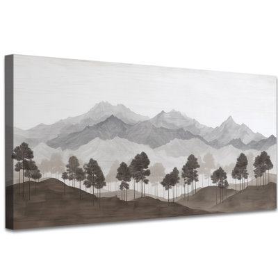 Durante - Canvas Wall Art Abstract Landscapes Decoration for Living Room, Artistic Pictures Wall Decor, Modern Monochrome Forest Painting Prints, 12×24 inches