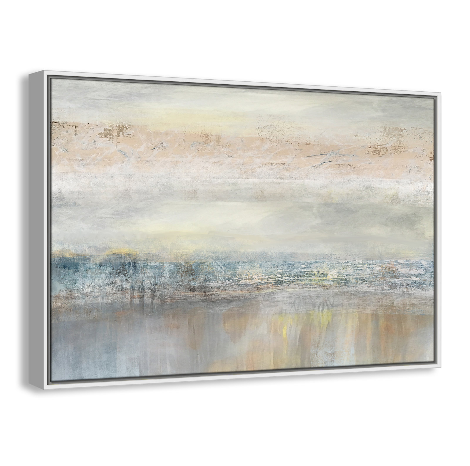 Electra "From A Distance" Painting by Nan, 25.5" H x 37.5" W, Picture Framed Canvas, Silver