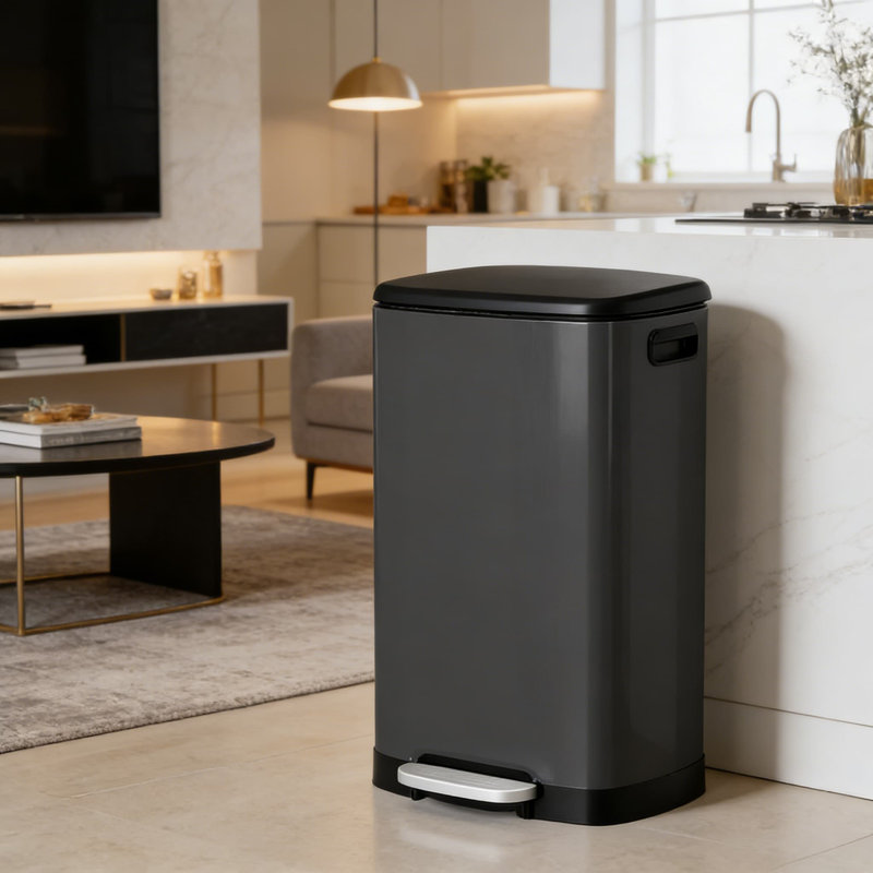 Poubelle de cuisine en acier inoxydable de 13 gallons avec couvercle, poubelle à pédale résistante aux empreintes digitales avec seau intérieur amovible, couvercle silencieux à fermeture en douceur pour la maison et le bureau