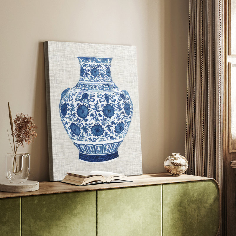 Vase Ming sur lin V - galerie sur mesure, H 18 po x l 12 po