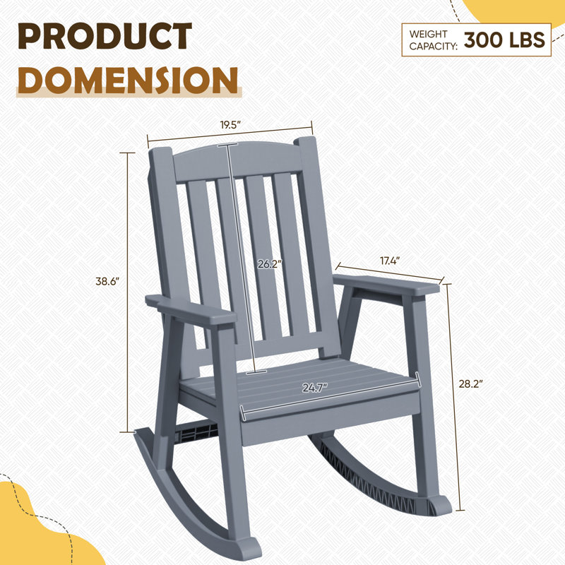 Chaise berçante d'extérieur en plastique, Gray