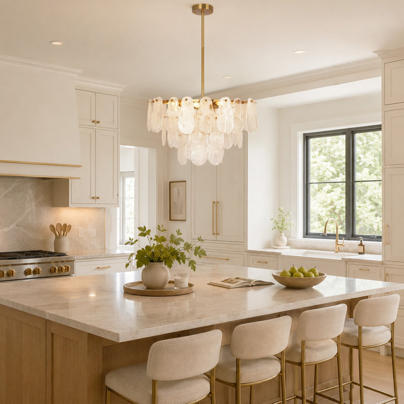 8-Light 23.2"Cloud Textured Glass Luxury Chandelier