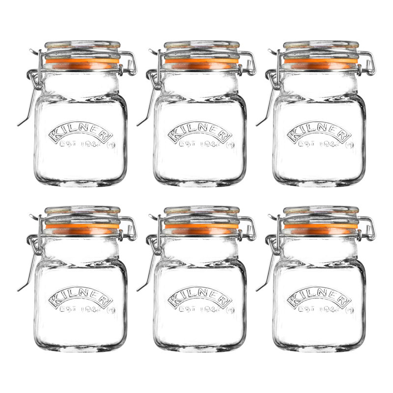 Kilner clip top square spice jar 70ML, 6