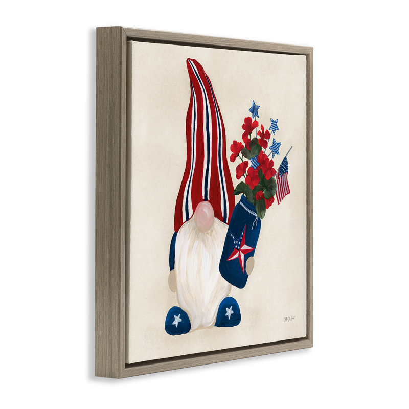  Art mural sur toile flottant Patnotic Gnome & Flowers par Yvette St. Amant, H 25 po x l 25 po