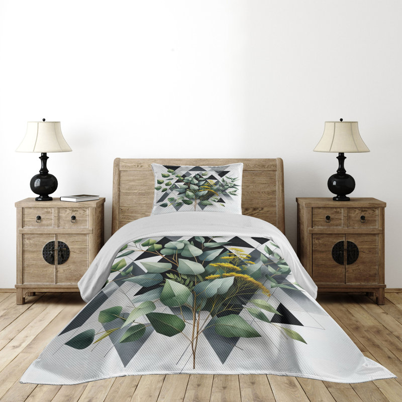 Polyester Floral Coverlet, Twin Coverlet + 1 Standard Shams