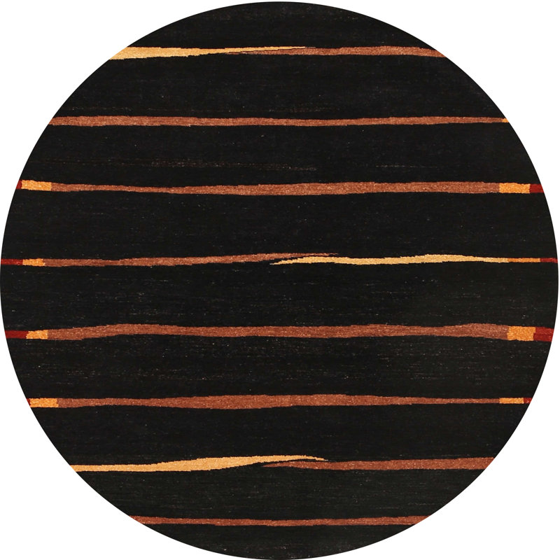 Tapis contemporain noir / jaune, Rond 3 pi
