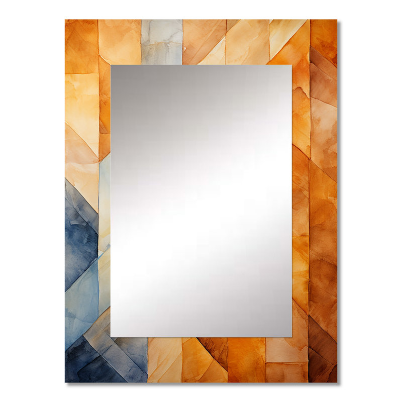 Topaz Tessellation I - Abstract Shapes Unique Wall Mirror Decor, Modern Large Mirror, Printed Metal Art, 32" x 24"