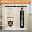 Porte de douche en verre trempé sans cadre de 72 po x H 79 po, noir mat avec roulettes surdimensionnées et poignée de barre à serviettes