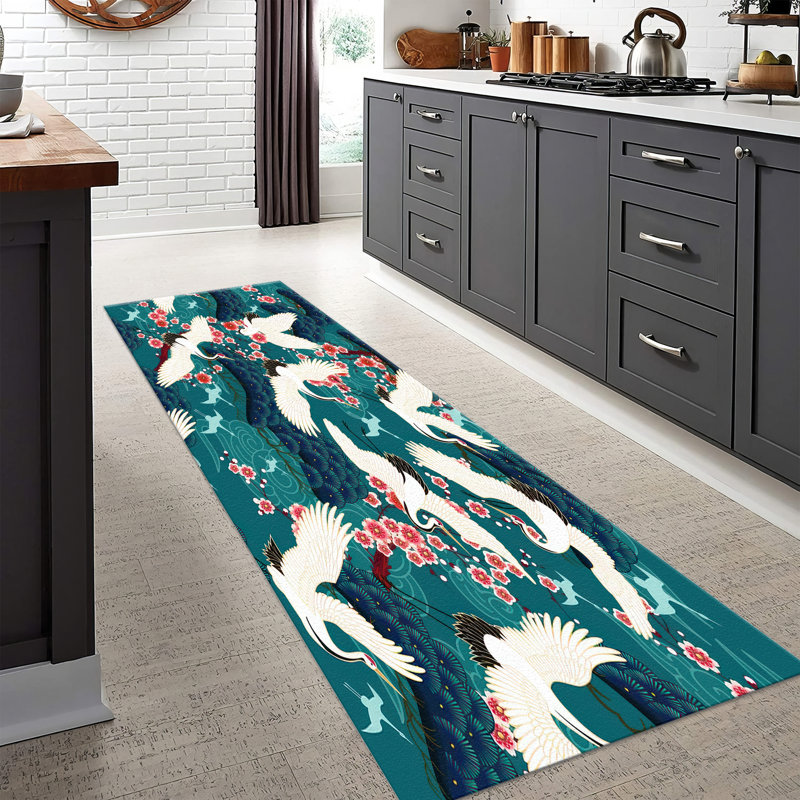 Chic Non-Woven Soft Type Printed Rug with Distinctive Floral Theme in Exquisite Multicolor Palette for Ideal Home Decor Enhancement