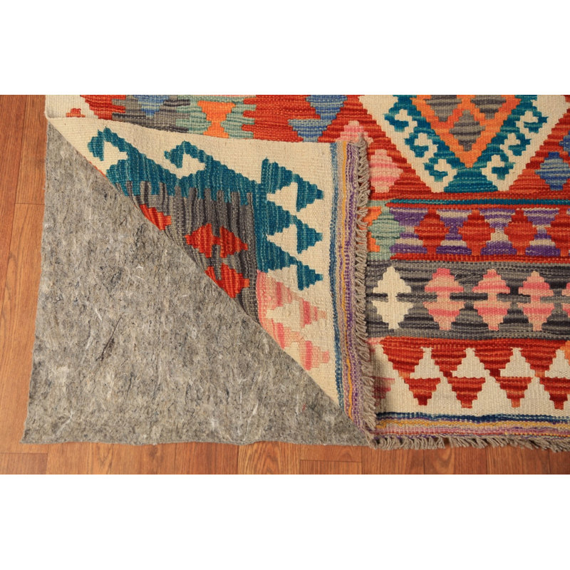 Tapis oriental en laine tissé à plat 9 x 12