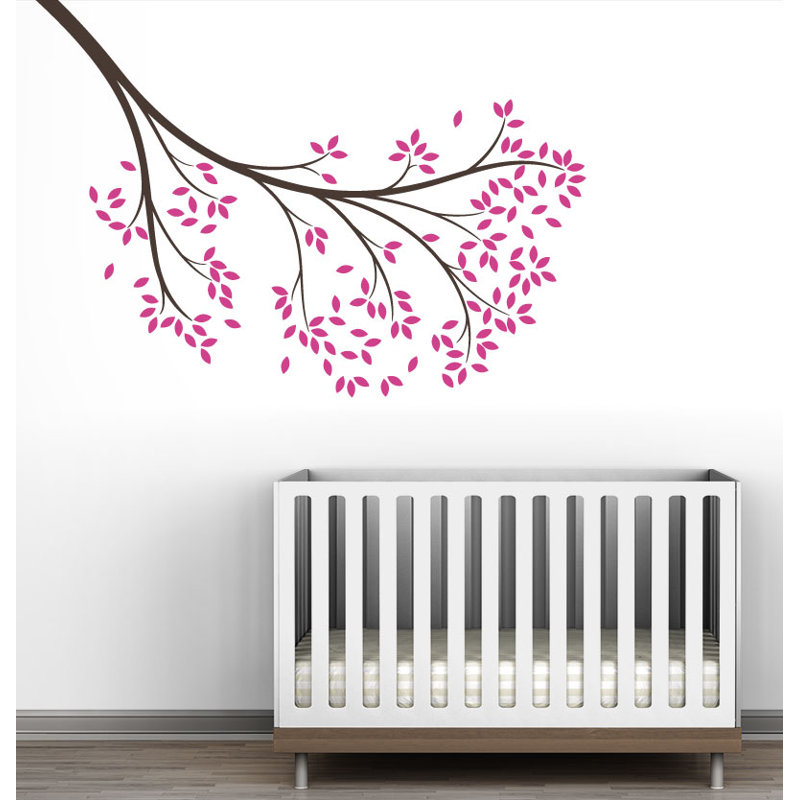 Décalcomanie murale branche atteindre, Brun foncé/rose vif