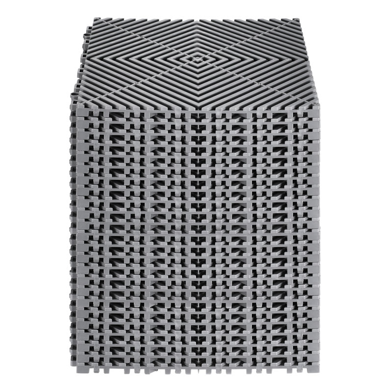 Interlocking Drainage Mat, Modular Interlocking Cushion Durable PP, 12" L x 12" W, Gray