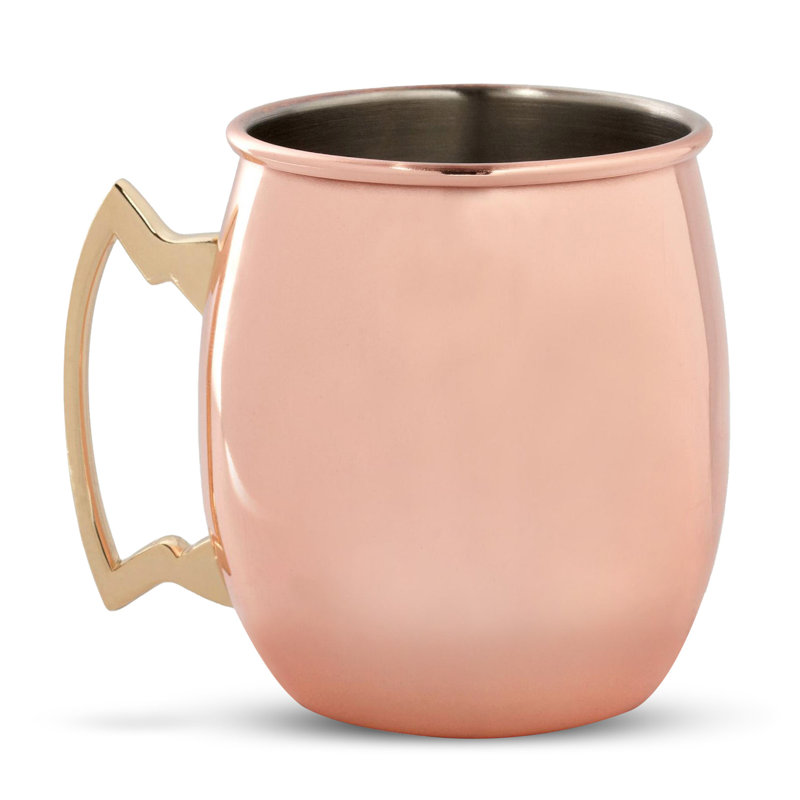 Set of 4 Copper Moscow Mule Mugs with Gold Handles