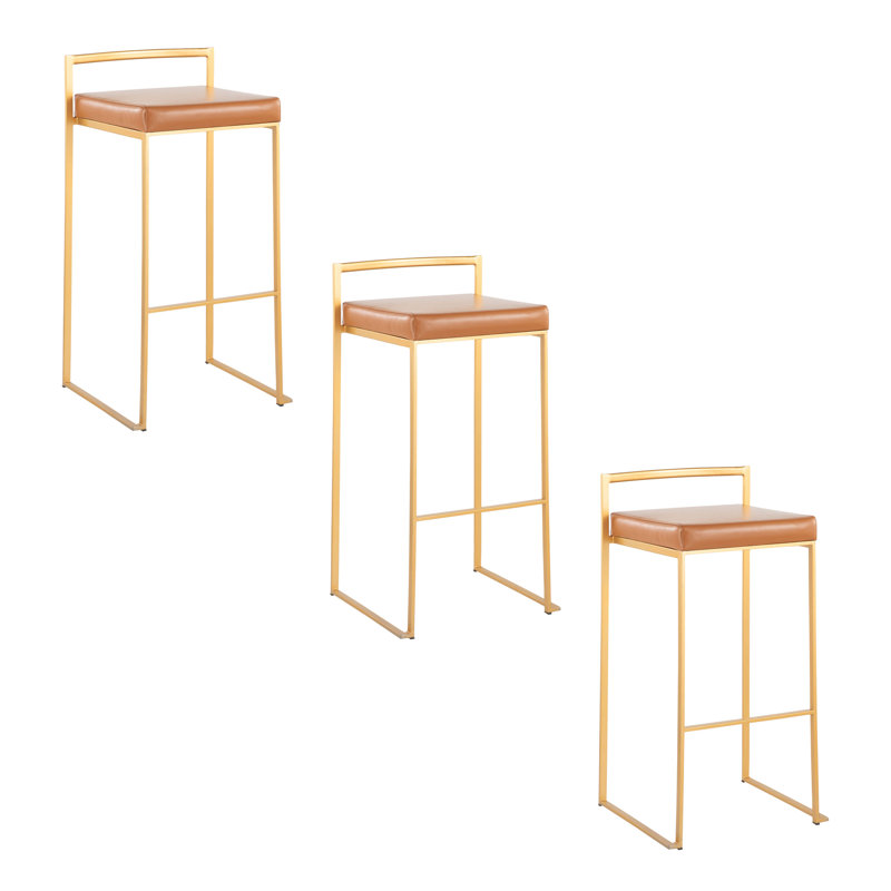 Ernestine Stackable Bar and Counter Stool, Bar Stool (30" Seat Height), Camel/Gold