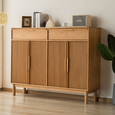 Burlywood Solid Wood Shoe Storage Bench