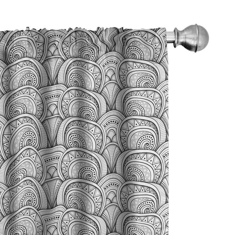 Abstract Semi-Sheer Rod Pocket Curtain Panels, 28" x 95"