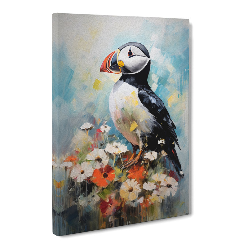 Puffin Impressionism Art - Wrapped Canvas, 60cm H x 40cm W x 3cm D
