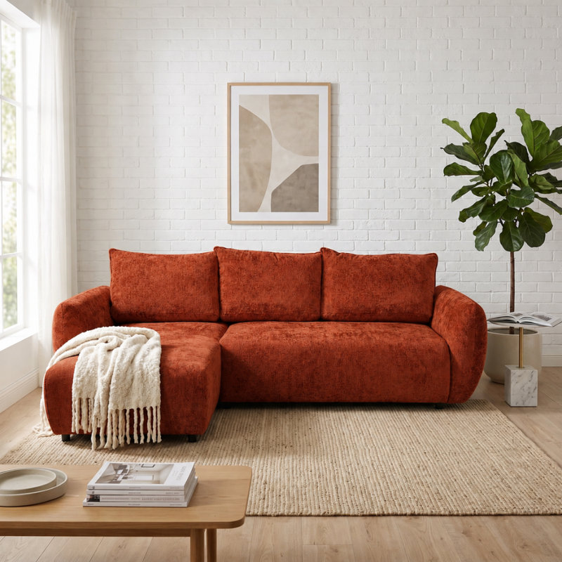 Sectional, Left Hand Facing Corner Sofa, Orange FLOW 9
