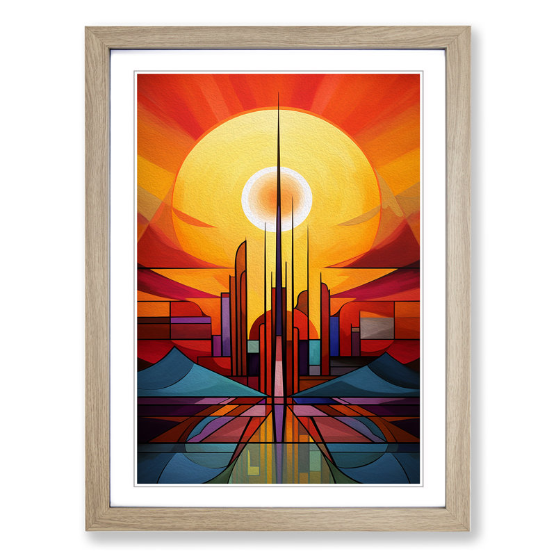 Single Picture Frame Print on Wood, Oak Framed, 46cm H x 34cm W