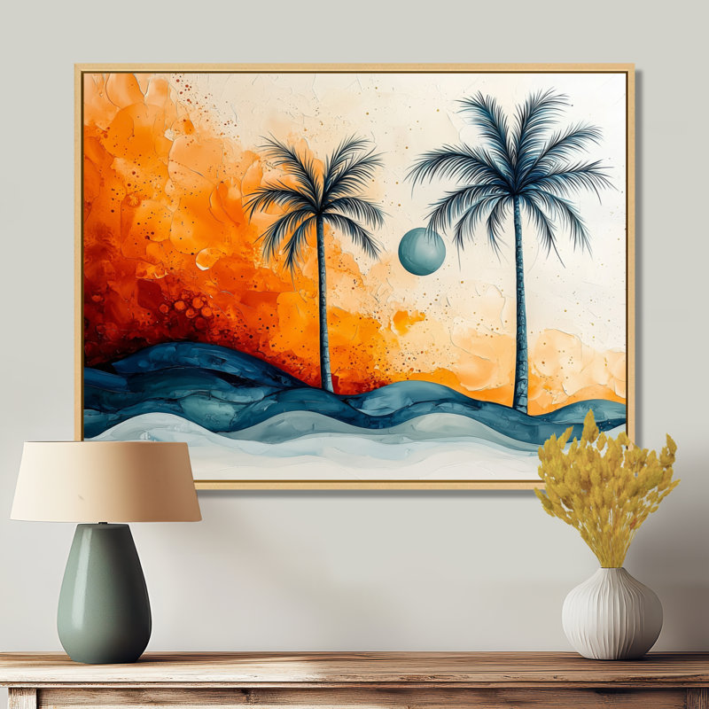 Conjetta, désert, fleur du lever du soleil, couleurs Plam Trees I - palmiers et palmiers, art mural, H 12 po x l 20 po