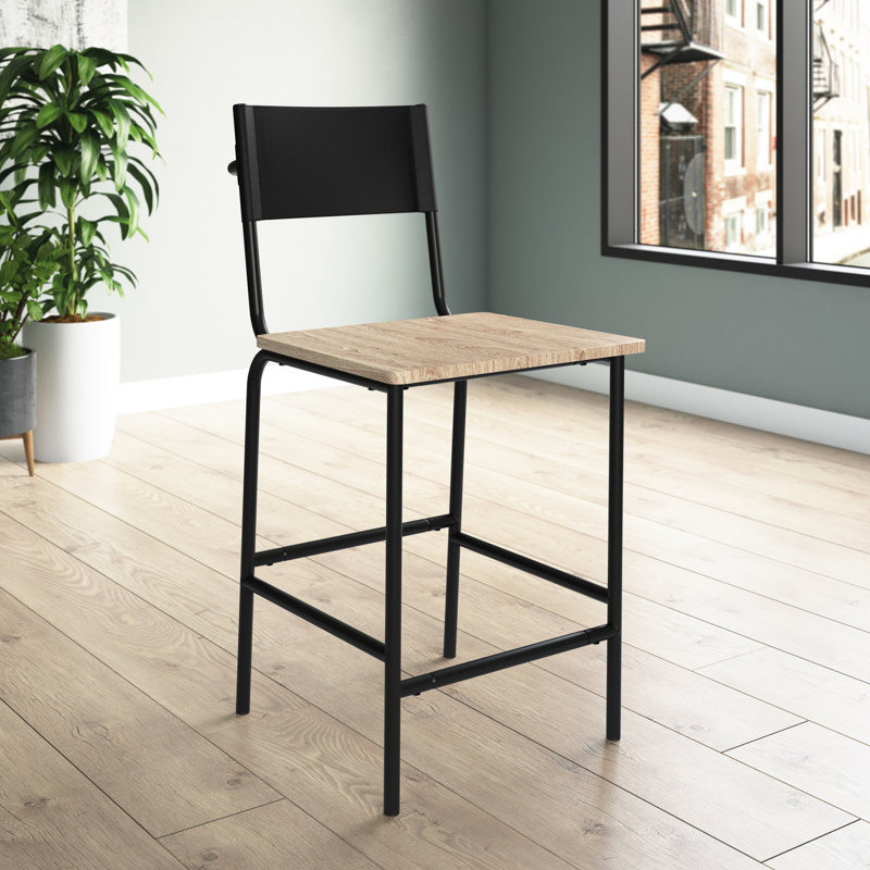 Counter Stool with Metal Frame, Black, Black