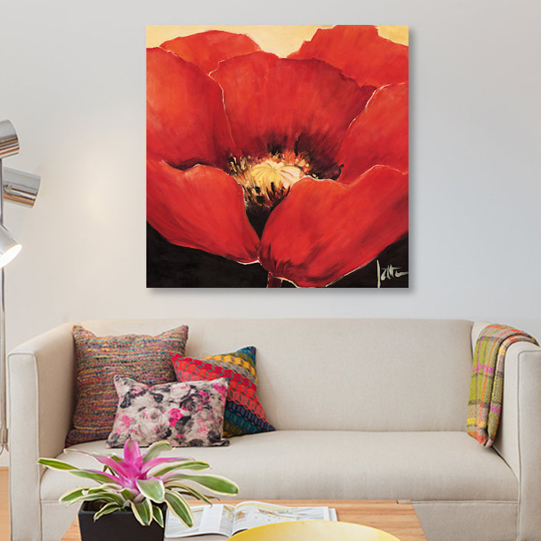 « red beauté i », impression sur toile, H 12 po x l 12 po x P 0,75 po, Toile tendue, Pas de tapis