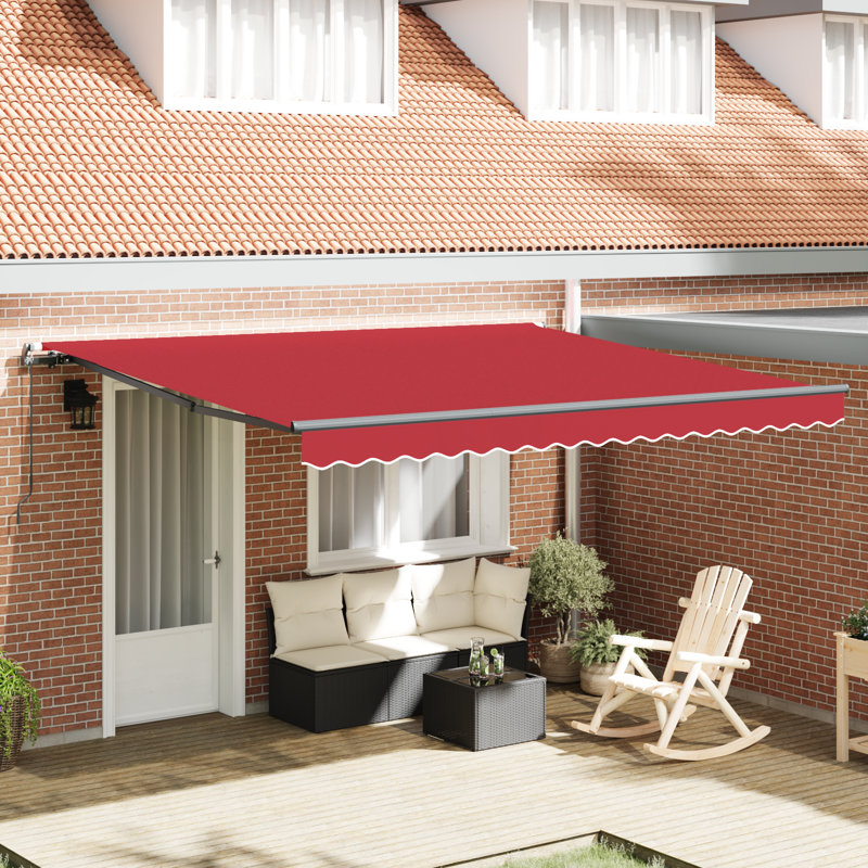 Retractable Awning, Red, 400 cm W x 350 cm D